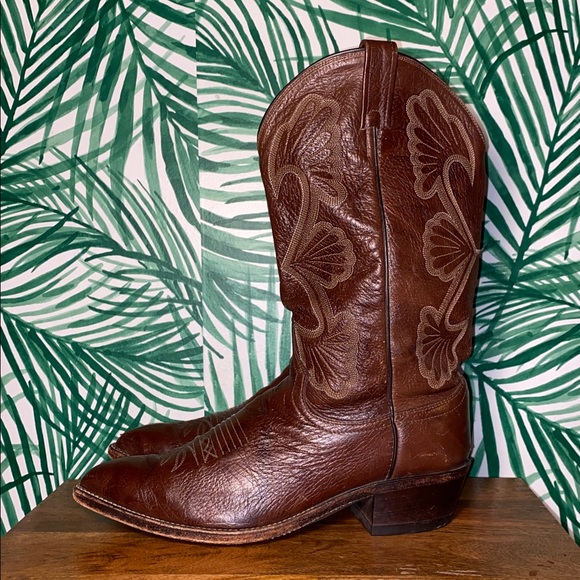 Vintage Dan Post Brown Leather Cowboy Boots Men’s 8.5 EW USA - Picture 4 of 12